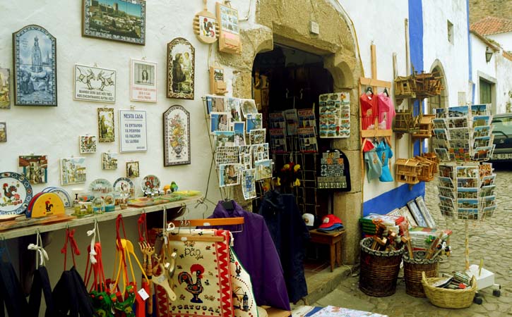 Obidos crafts on the village street