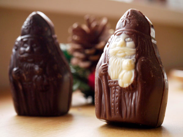 Chocolate figures on display at the Óbidos Chocolate Festival